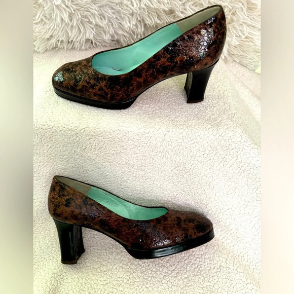 d’Rossana by Charna Leather Vintage platform heels Made in Italy size 7M EUC - Picture 5 of 14